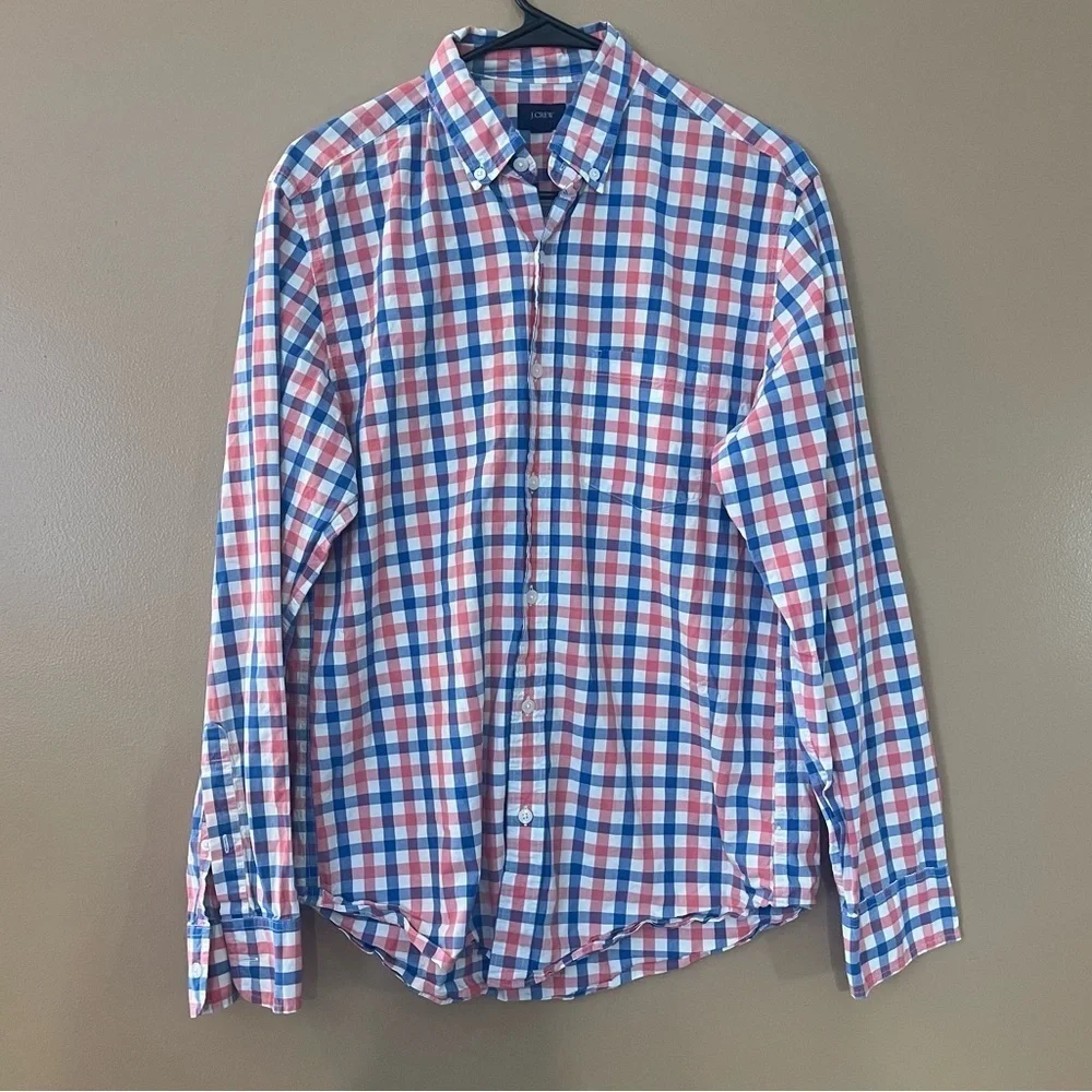 J Crew men’s pink and blue stripped button down size medium